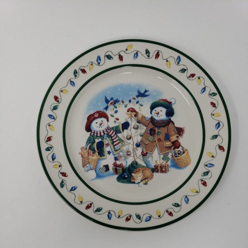 Longaberger Pottery Snow Friends Flurry & Snowball 1999 Christmas Plate